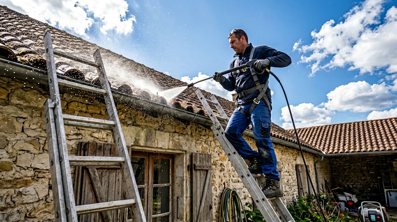 Pose de gouttières zinc