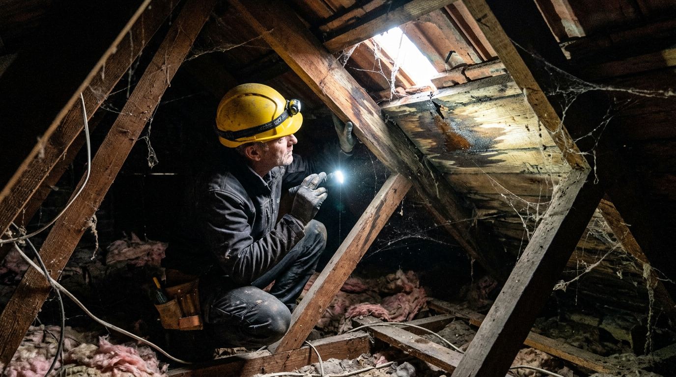 Inspection charpente dans les combles